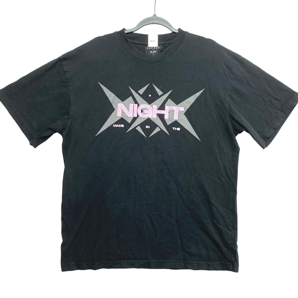 NL25h Night T-Shirt Mens Large Black Pink Made In The Graphic Pacsun